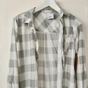 Eden & Olivia Gray Buffalo Plaid Button Front Shirt